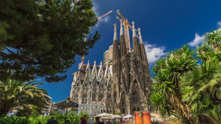 La Sagrada Familia timelapse hyperlapse - the impressive cathedral designed by Gaudi, Barcelona, Spain.