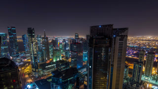 The skyline of the West Bay area from top in Doha timelapse, Qatar.