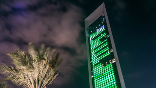 Famous towers buildings in Abu Dhabi night timelapse hyperlapse.