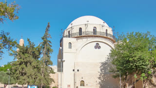 Synagogue with name Hurva in old city of Jerusalem, Israel timelapse hyperlapse