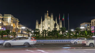 Milan Cathedral night timelapse hyperlapse Duomo di Milano is the gothic cathedral church of Milan, Italy.