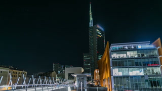 Milan Porta Nuova business district at night timelapse