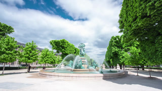 The fountain of the Observatory in the Jardin Marco Polo in Paris, France timelapse hyperlapse