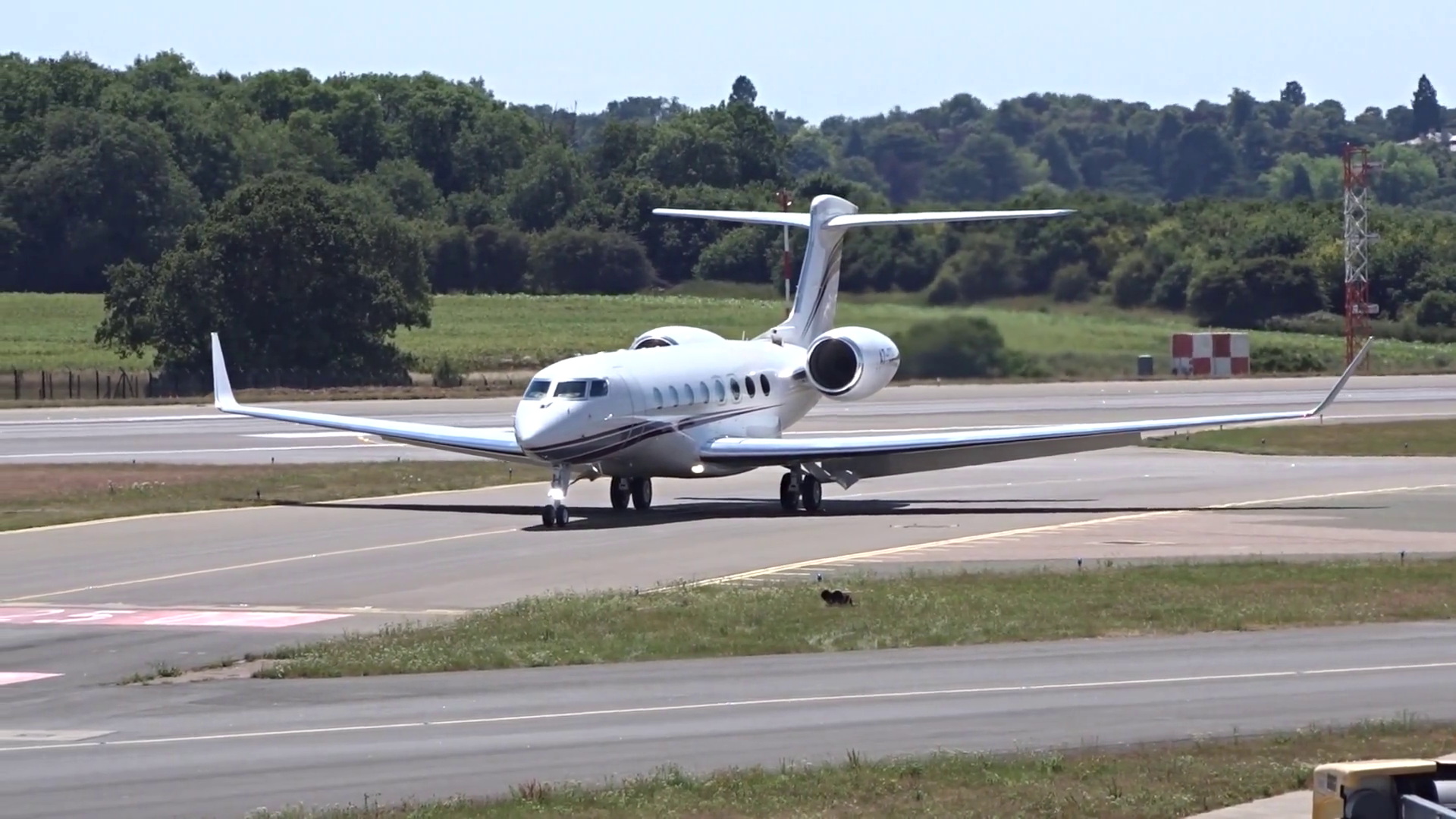 Big Business Jet Taxiing Airport Landing Stock Footage SBV-352760629 ...