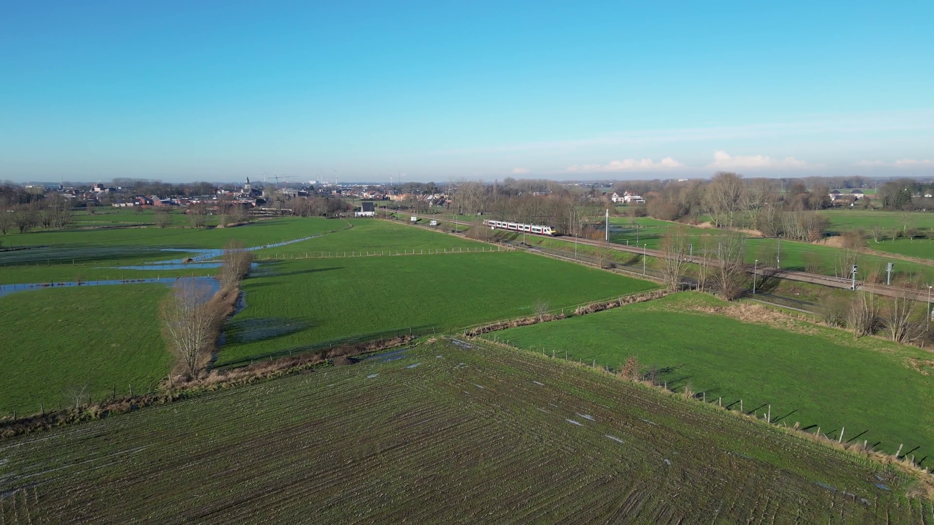 Train Chasing Tracking Fields Rural Stock Footage SBV-352444860 ...