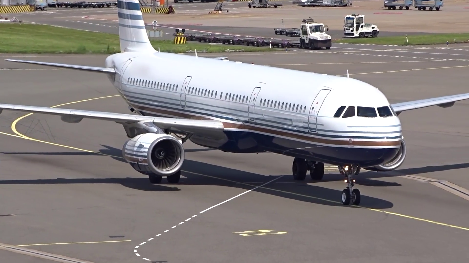 Private Jet White Stripes Seen Taxiing Stock Footage SBV-352773917 ...