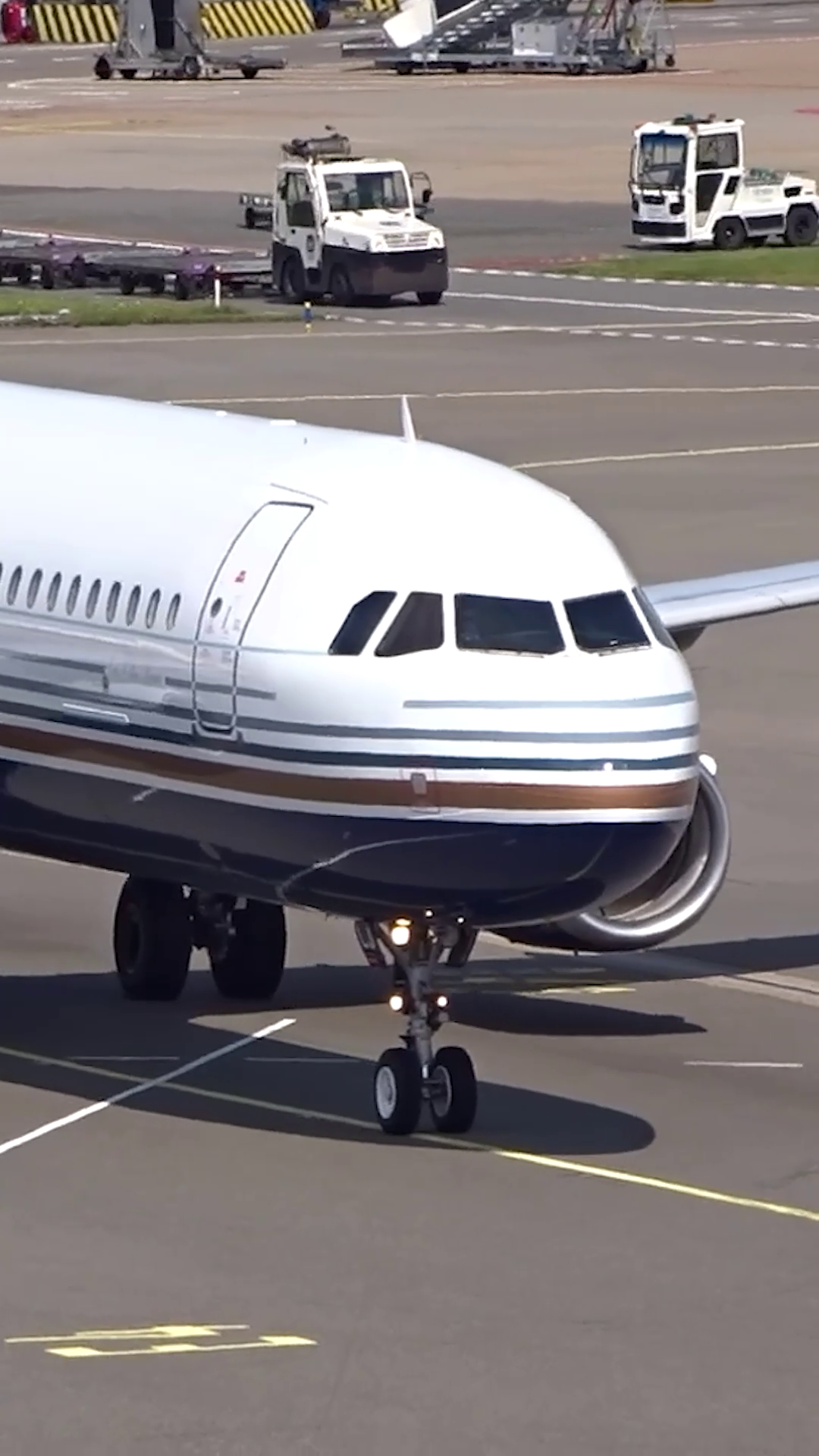 Private Jet White Stripes Seen Taxiing Stock Footage SBV-353238120 ...