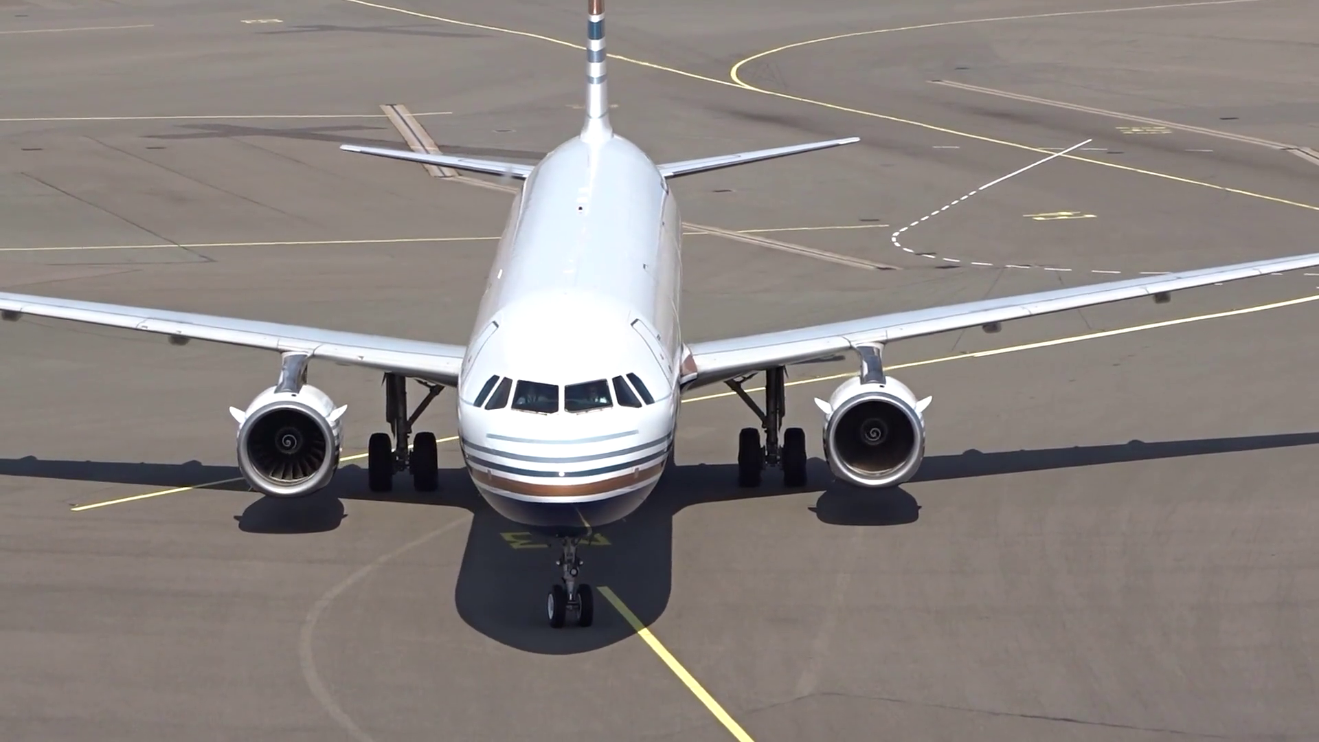 Business Jet White Stripes Shown Turning Stock Footage SBV-352773920 ...