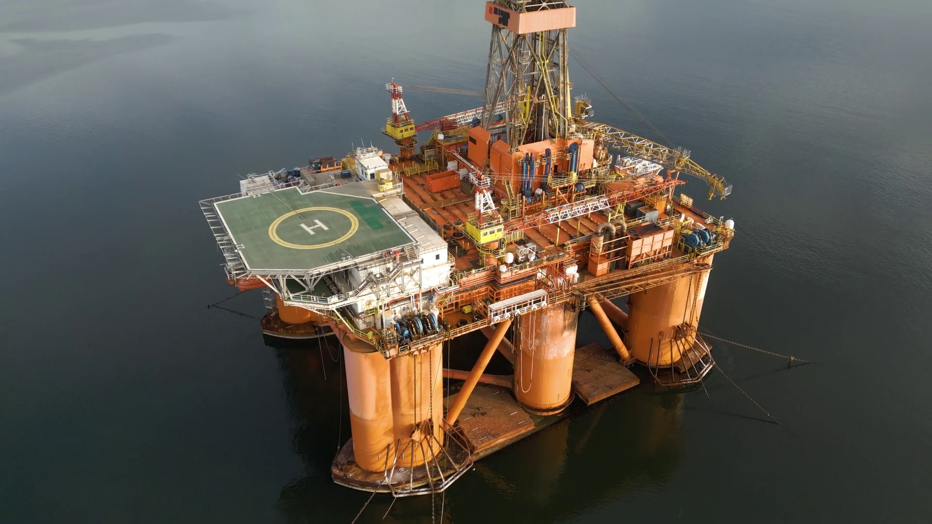 Offshore Oil Rig Drilling Platform Helipad Stock Footage SBV-352480216 ...