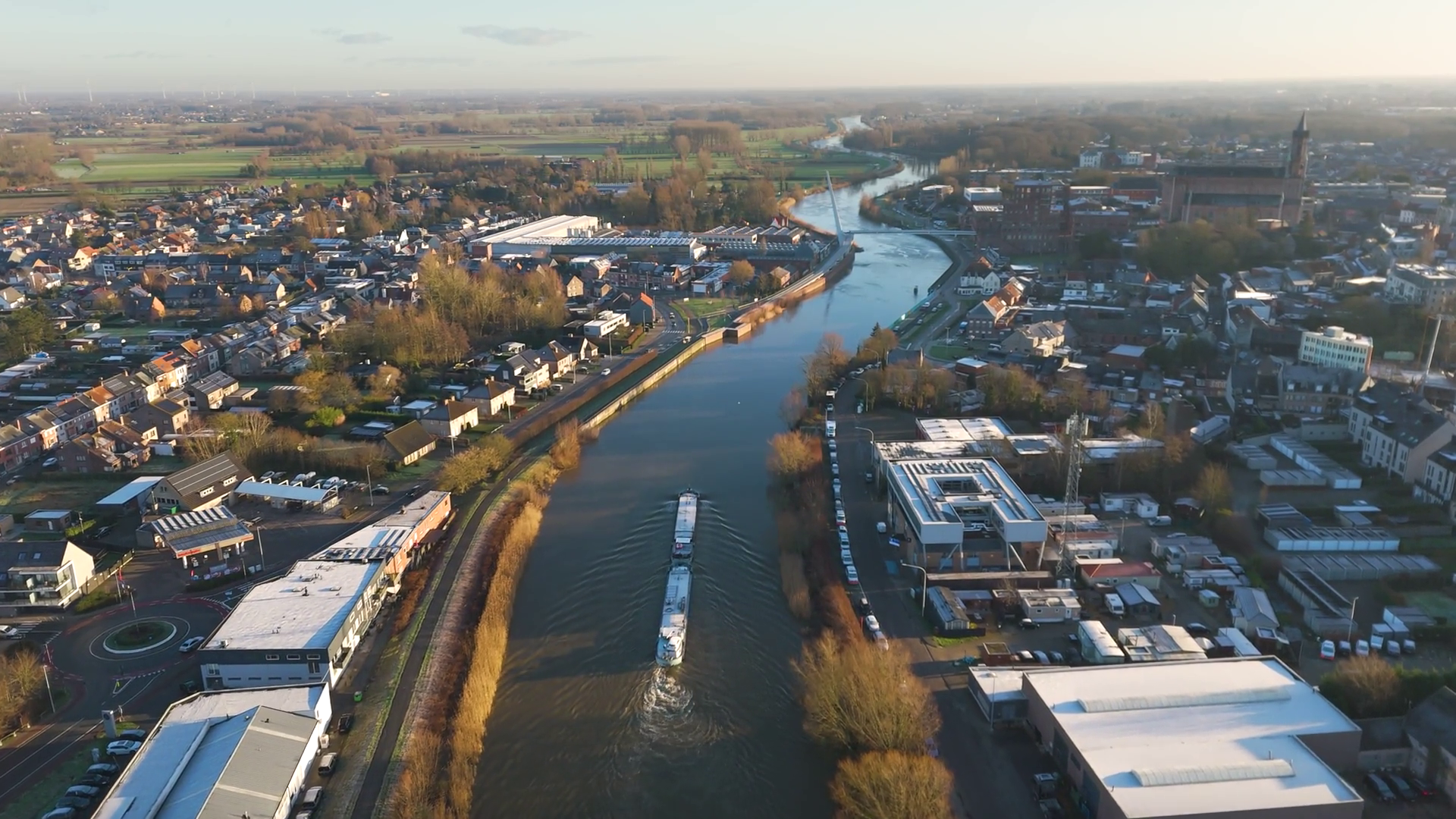 Ship Moving Water River Heading Towards Stock Footage SBV-352715891 ...