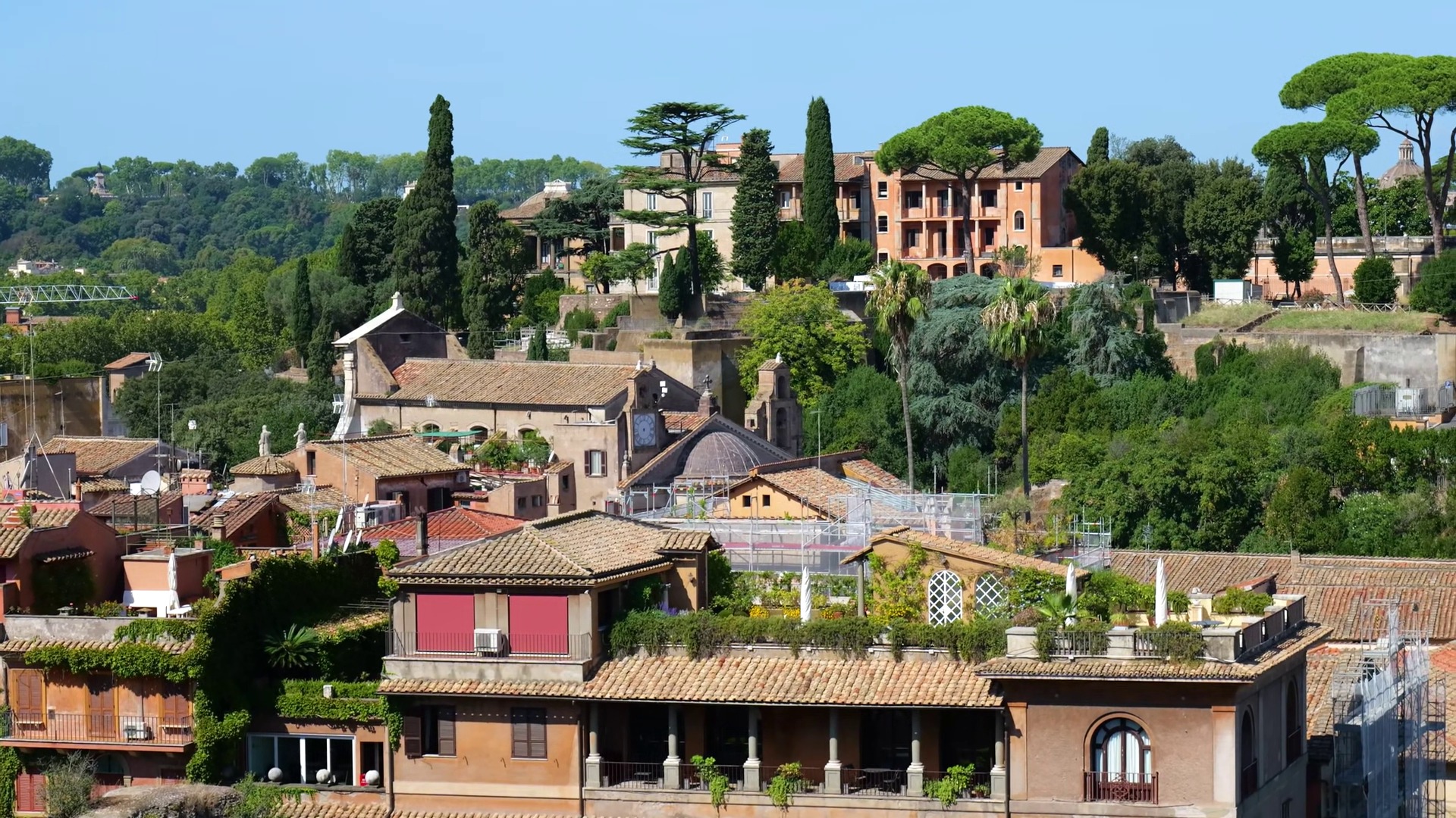 Terracotta Roofs Rooftop Gardens Tall Stock Footage SBV-353588070 ...