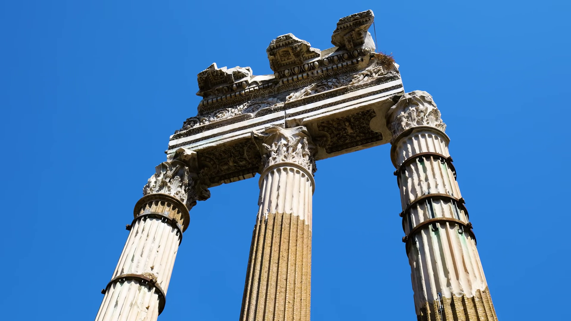 Low Three Ancient Roman Fluted Columns Stock Footage SBV-353589769 ...