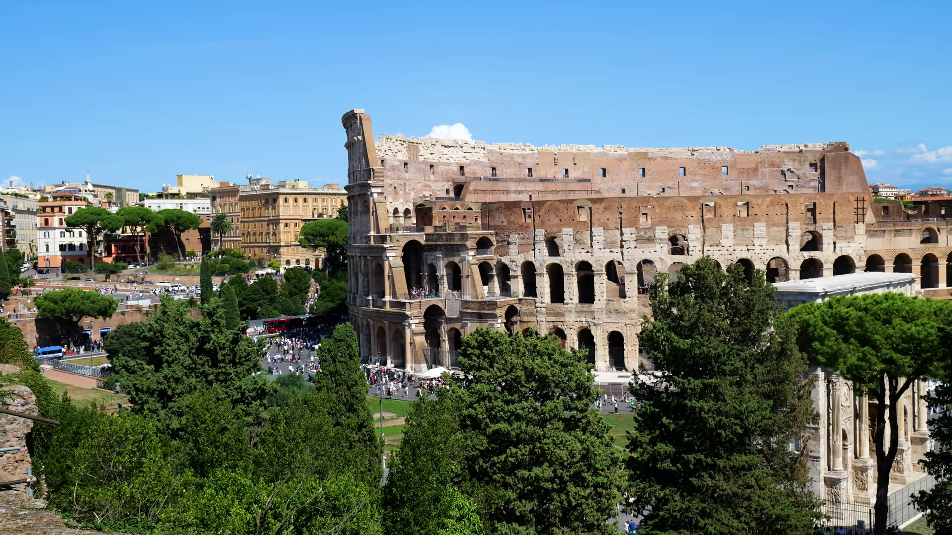 Daytime Colosseum Rome Massive Tiered Arches Stock Footage SBV ...