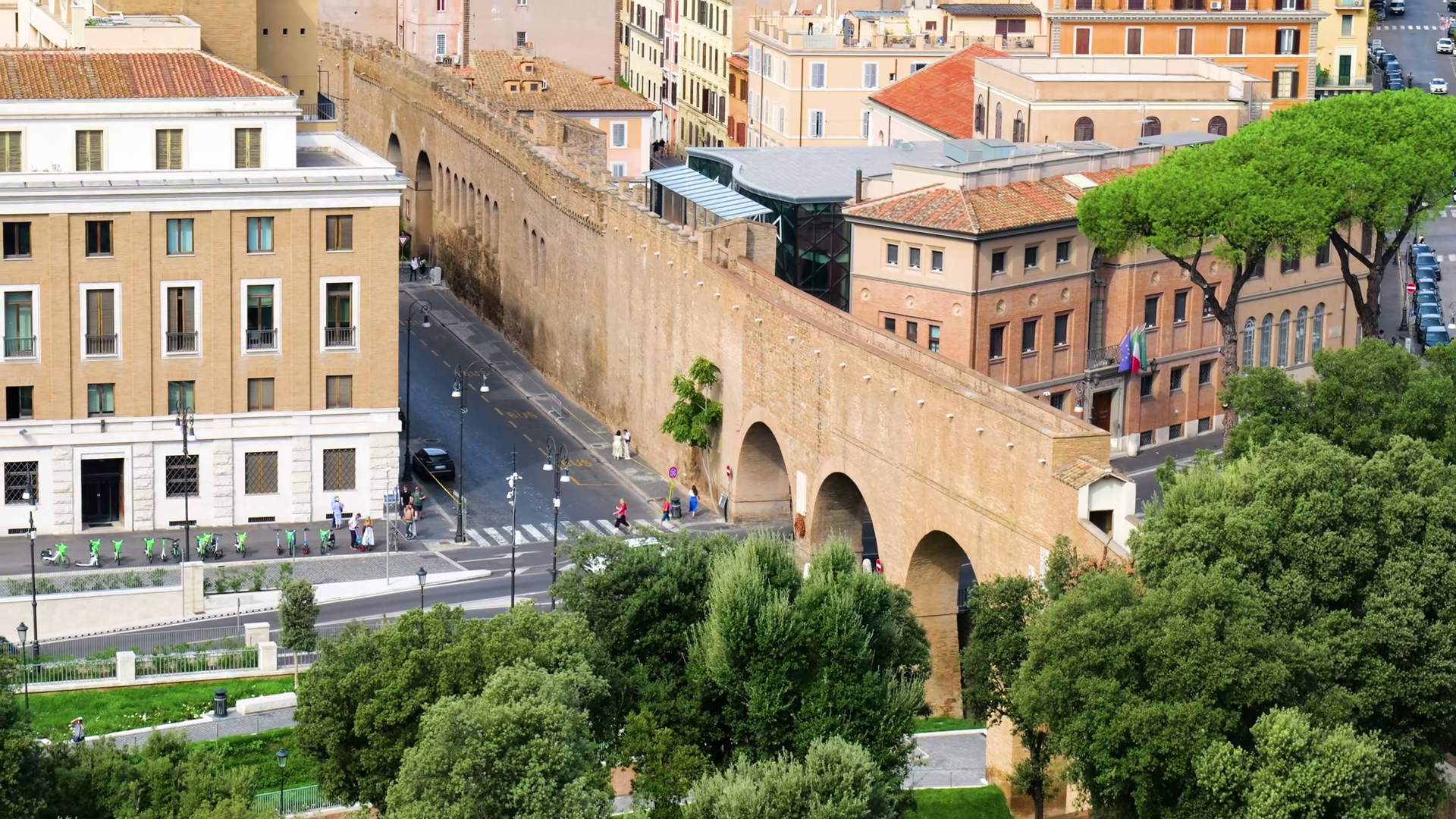 Elevated Rome Massive Brick Arcades Vatican Stock Footage SBV-353592120 ...
