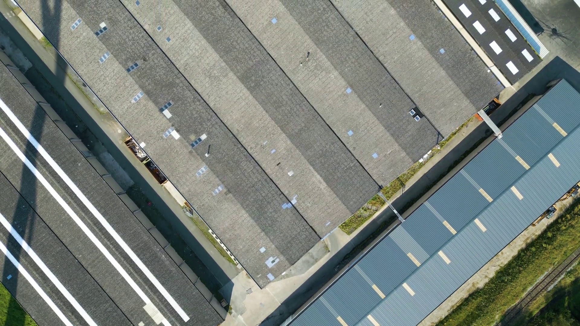 Aerial Top Down View Of Industrial Warehouse Stock Footage SBV ...