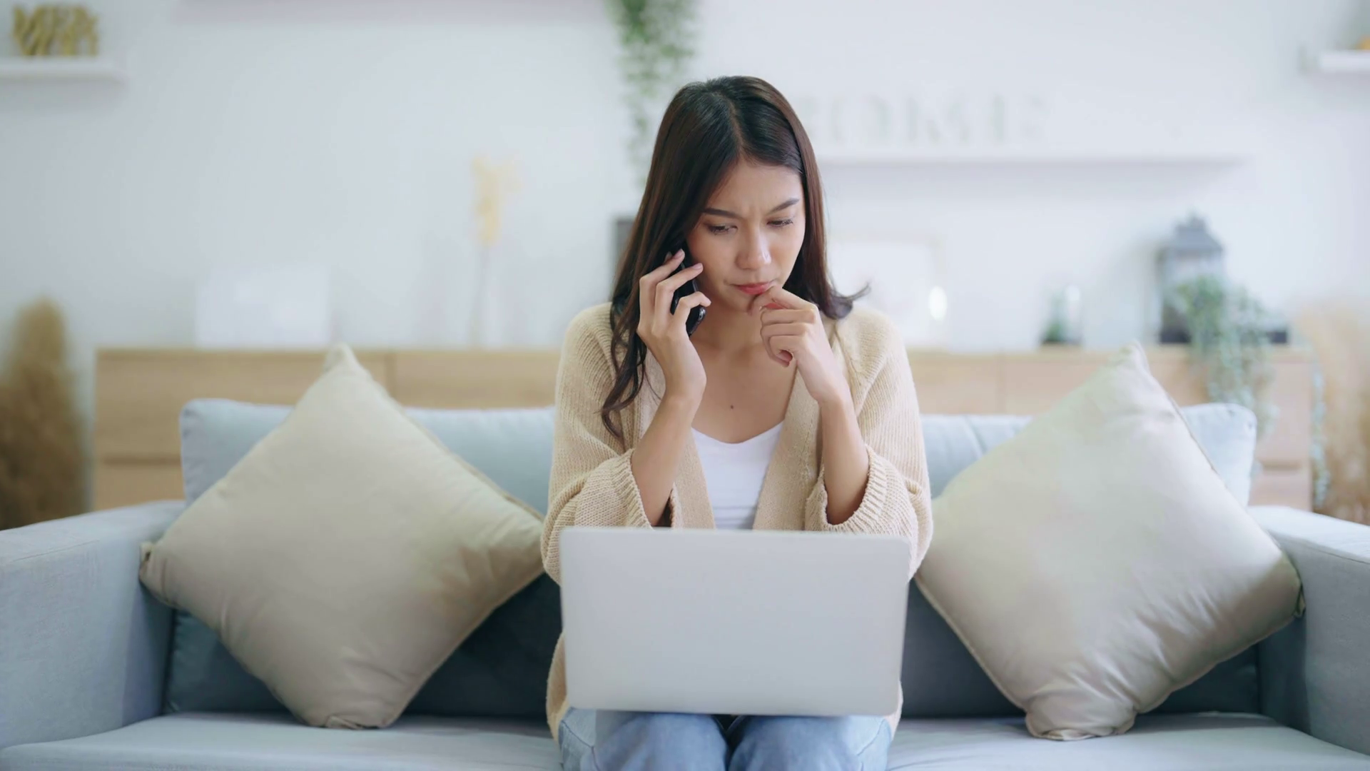 Young Asian Woman Using Computer Laptop Stock Footage SBV-347507905 ...