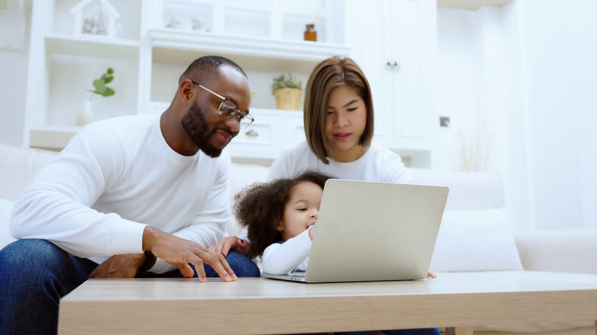Happy Family Using Laptop Together Enjoying Stock Footage SBV-347695523 ...