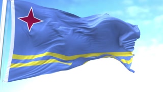 Aruba Horizontal Flag In The Sky Speed Waving