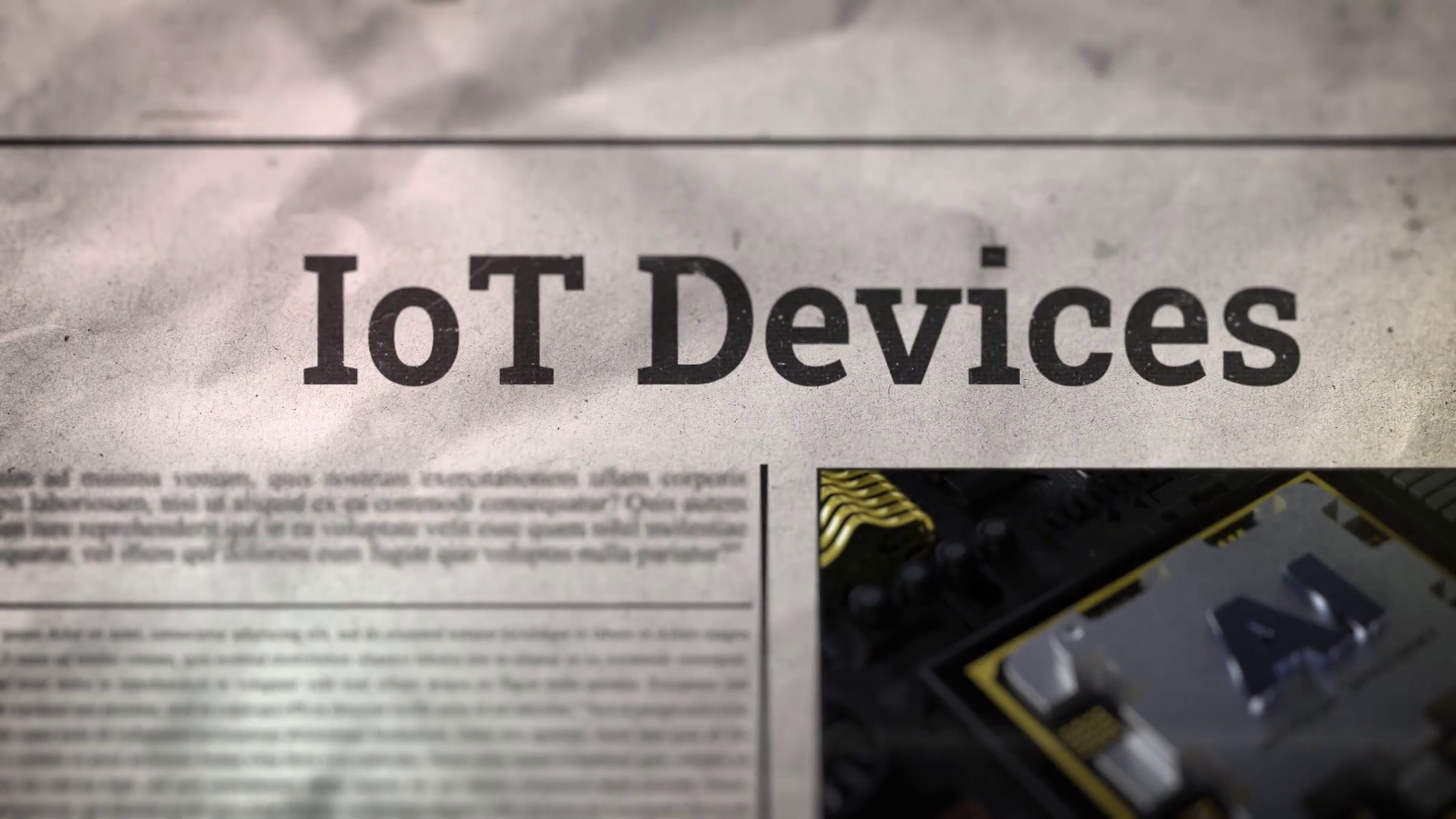 Iot Devices Title On Digital Newspaper Stock Motion Graphics SBV ...
