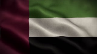 United Arab Emirates  Official Flag Waving  In The Wind In Slow Motion 