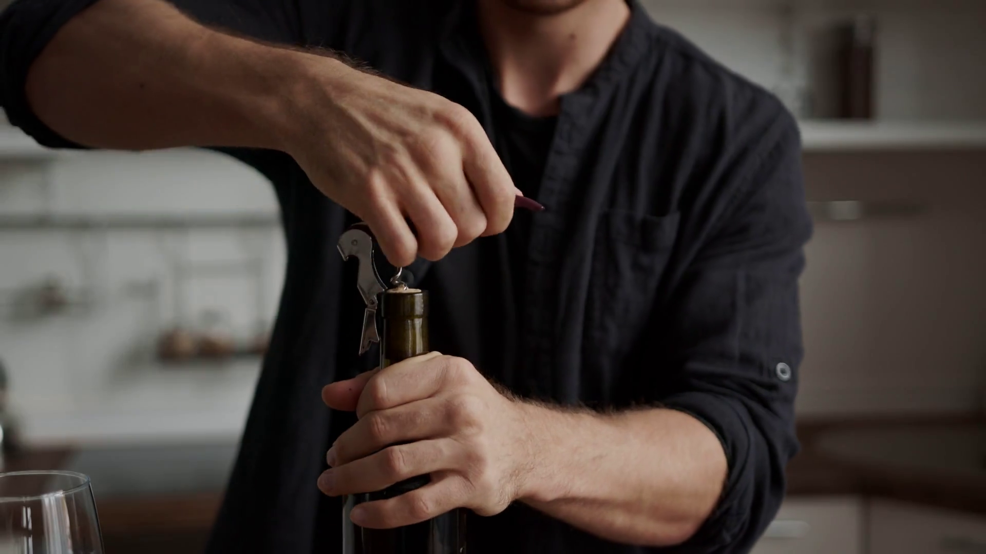 A Person Struggles To Open Wine Bottle Cork Stock Footage SBV337819627