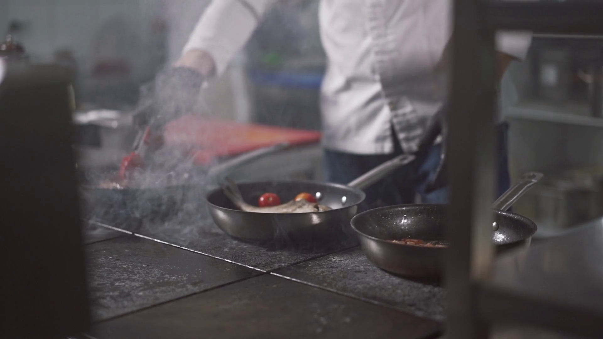 The Process Of Cooking Meat Fish With Stock Footage SBV346454640