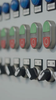 Multiple Process Control Table Buttons Inside A Beer Factory (Stock Footage)