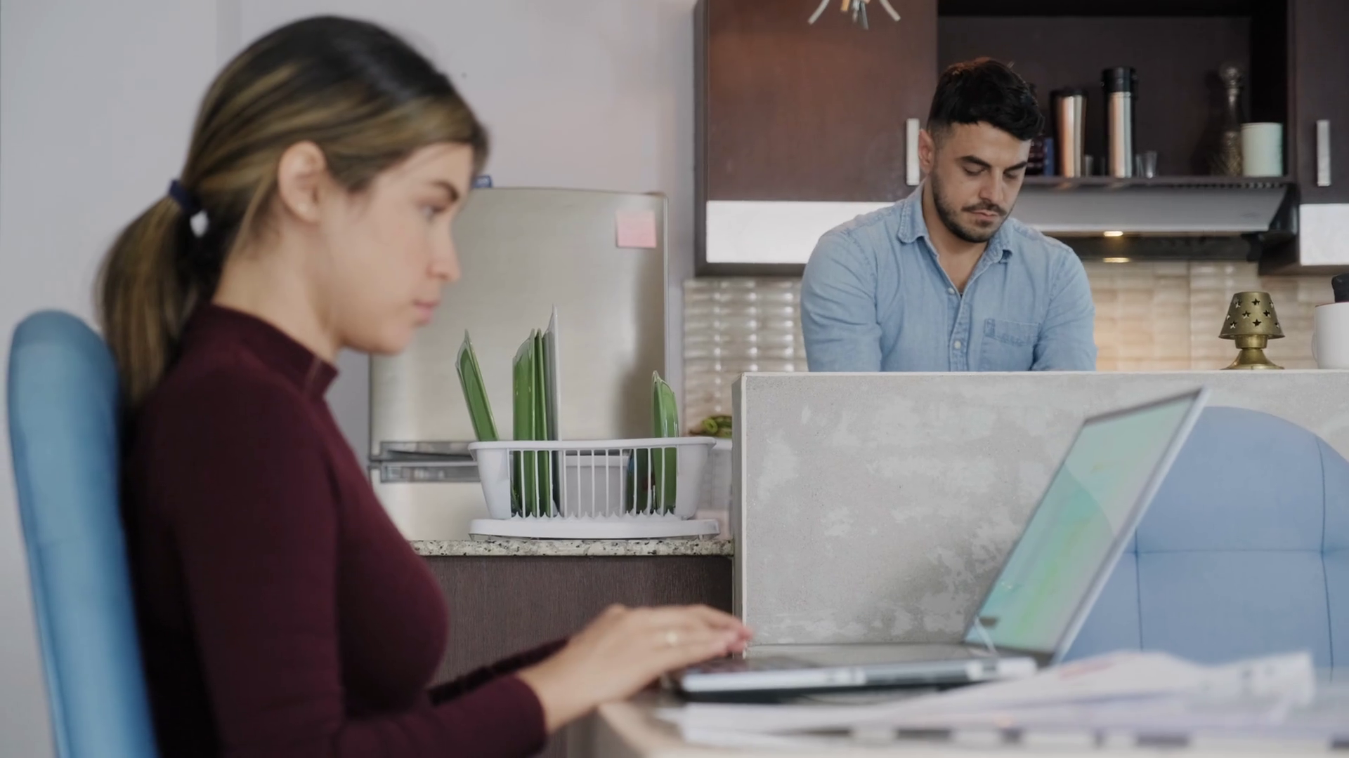 12 Woman Working From Home Man Doing Chores Stock Footage SBV-338715535 ...