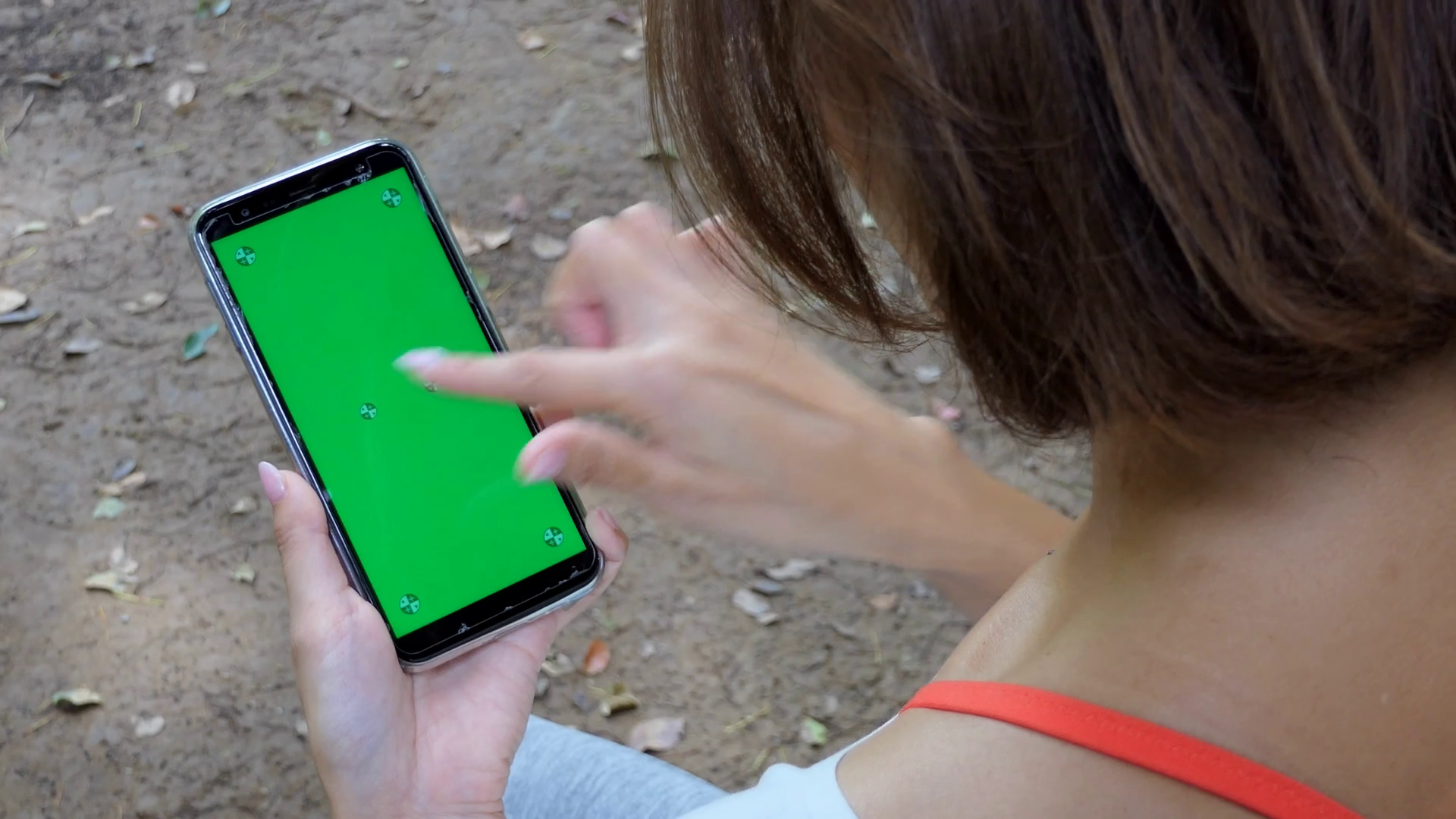 Green Screen Background Monitor Of Smartphone Cell Phone