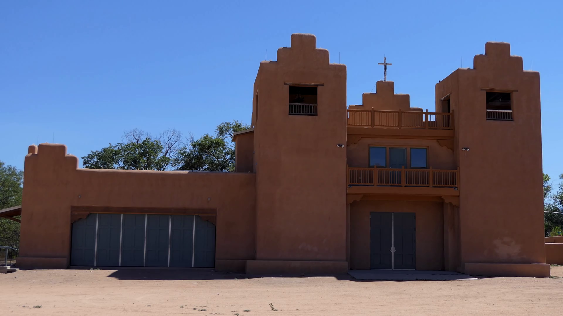 Old Catholic Church In Tesuque Pueblo Santa Stock Footage SBV330909677