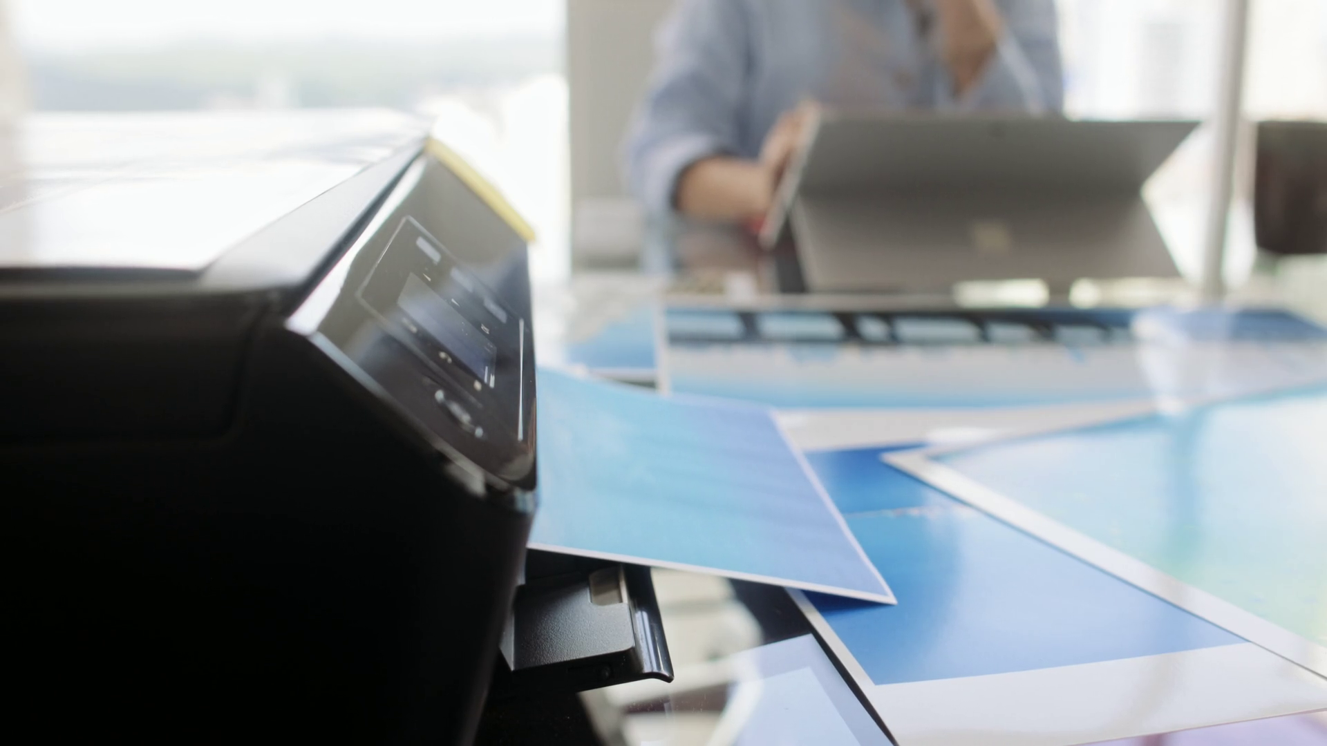 Printer Printing Photo In Photographer Studio For Artist Production