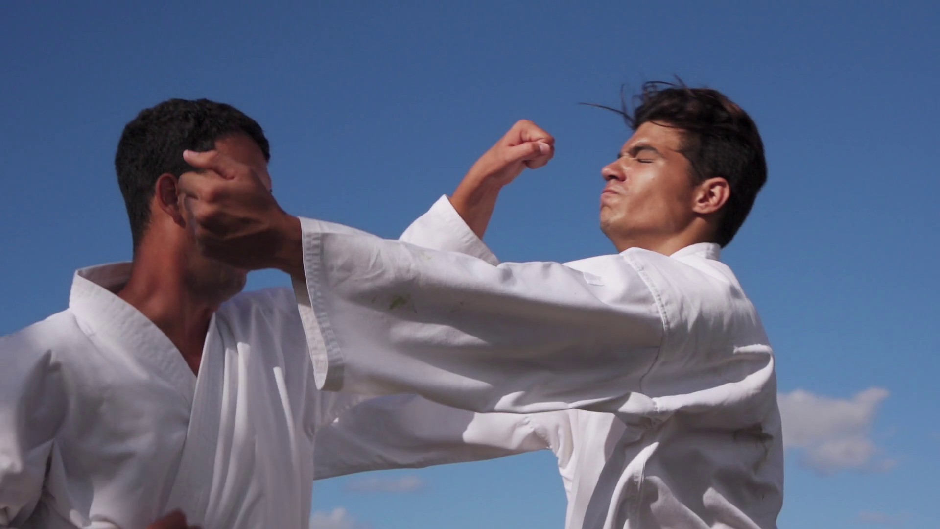 Young Athletes Fighting For Karate And Extreme Combat Sport Stock Video