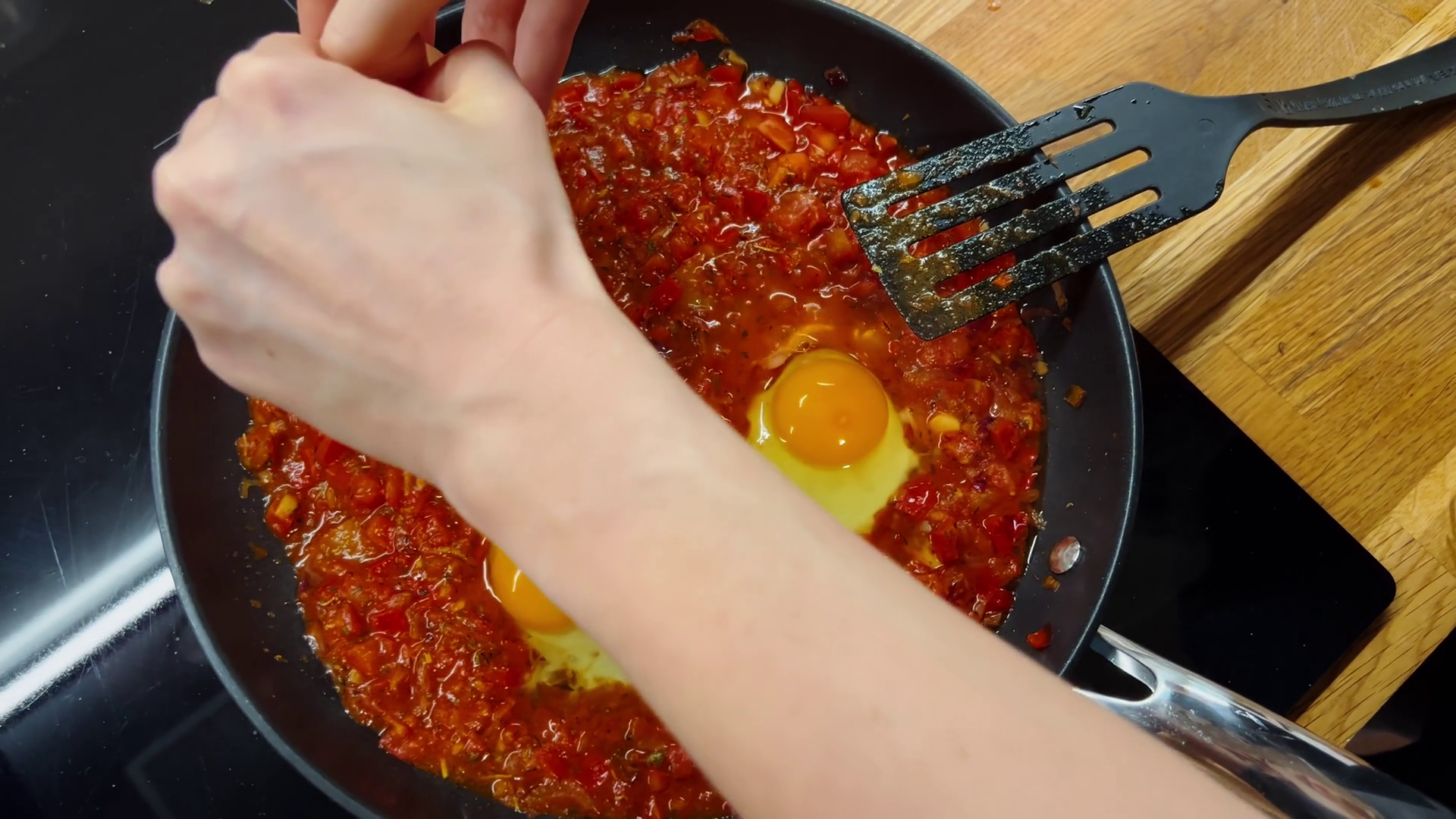 Cooking Process With Vegetables Eggs Cooking Stock Footage SBV ...