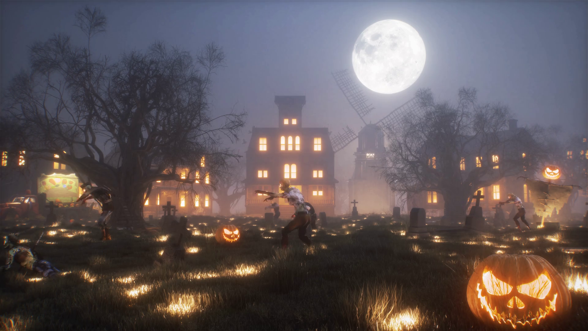 Halloween Background Of Zombies Pumpkins In Stock Motion Graphics SBV ...