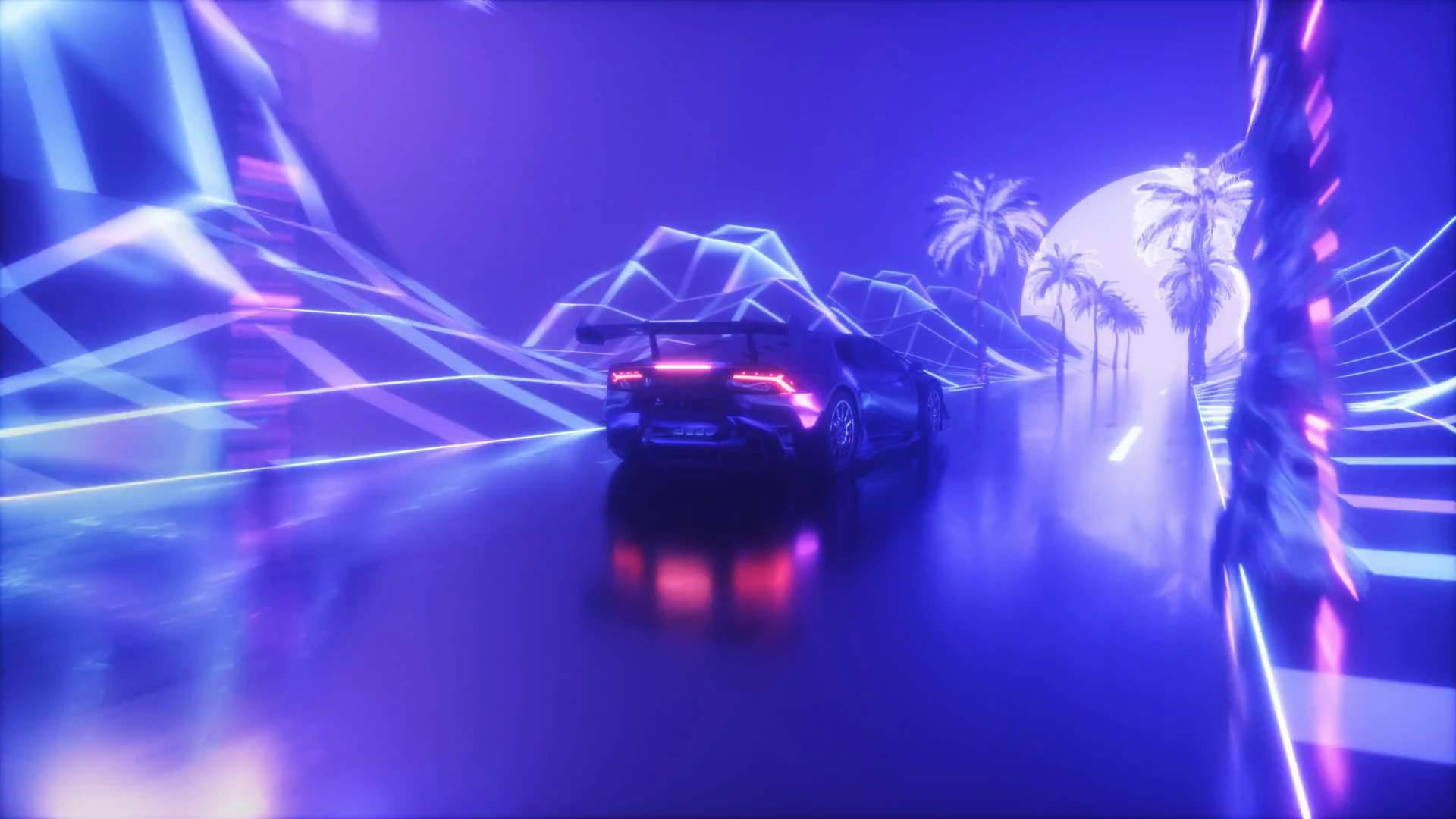 Riding Sport Car Synthwave Background Stock Motion Graphics SBV ...