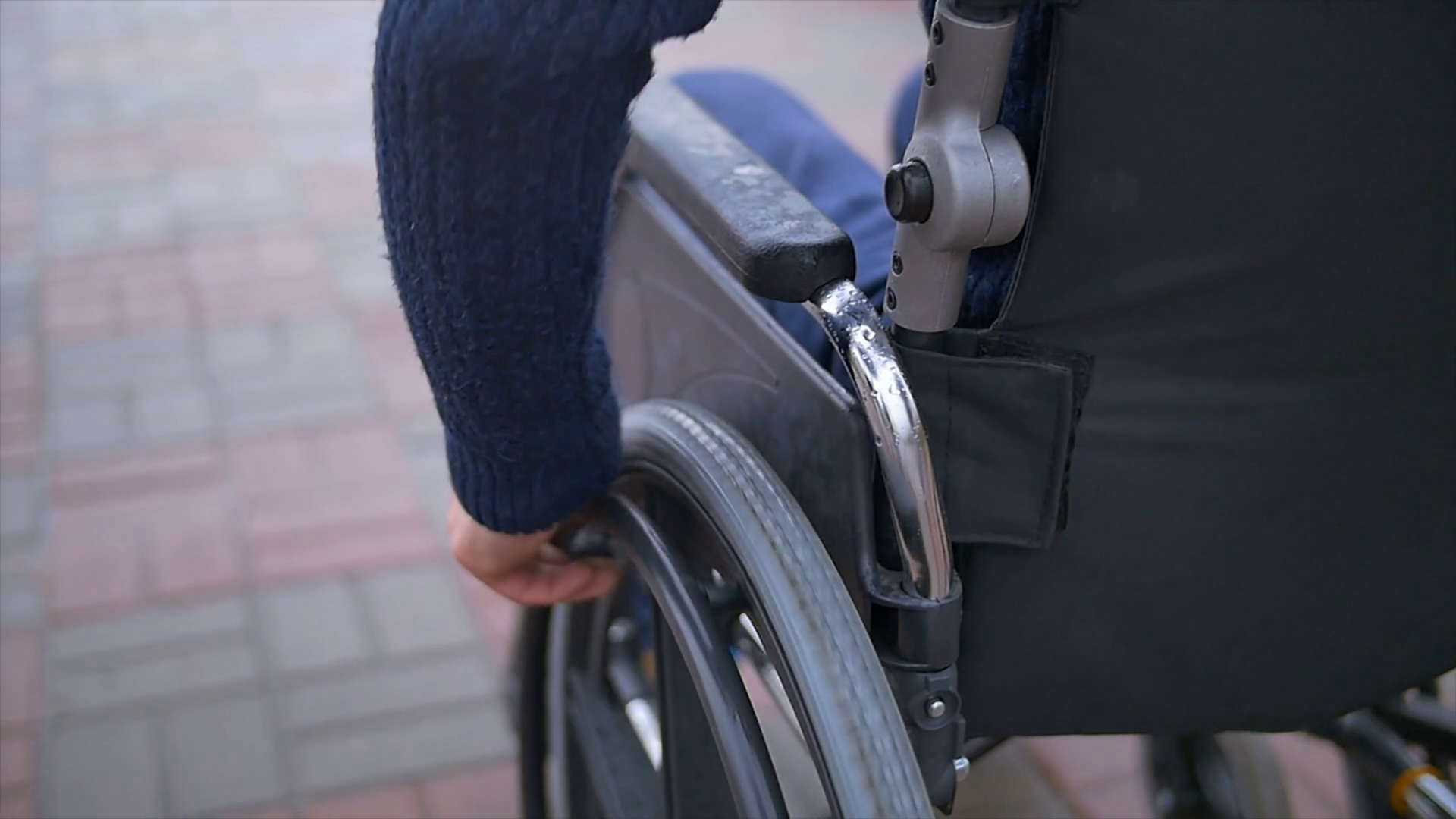 The Man Ride Wheelchair Slow Motion Stock Footage SBV311347778