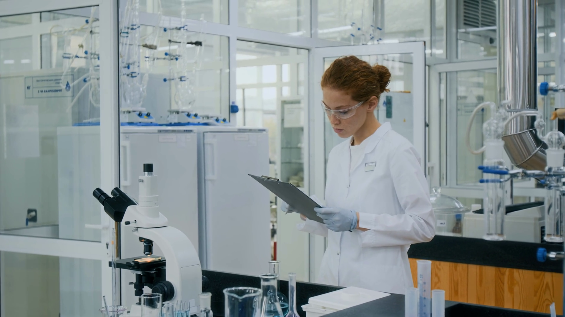 Young Female Lab Assistant Wearing White Stock Footage SBV-351654436 ...