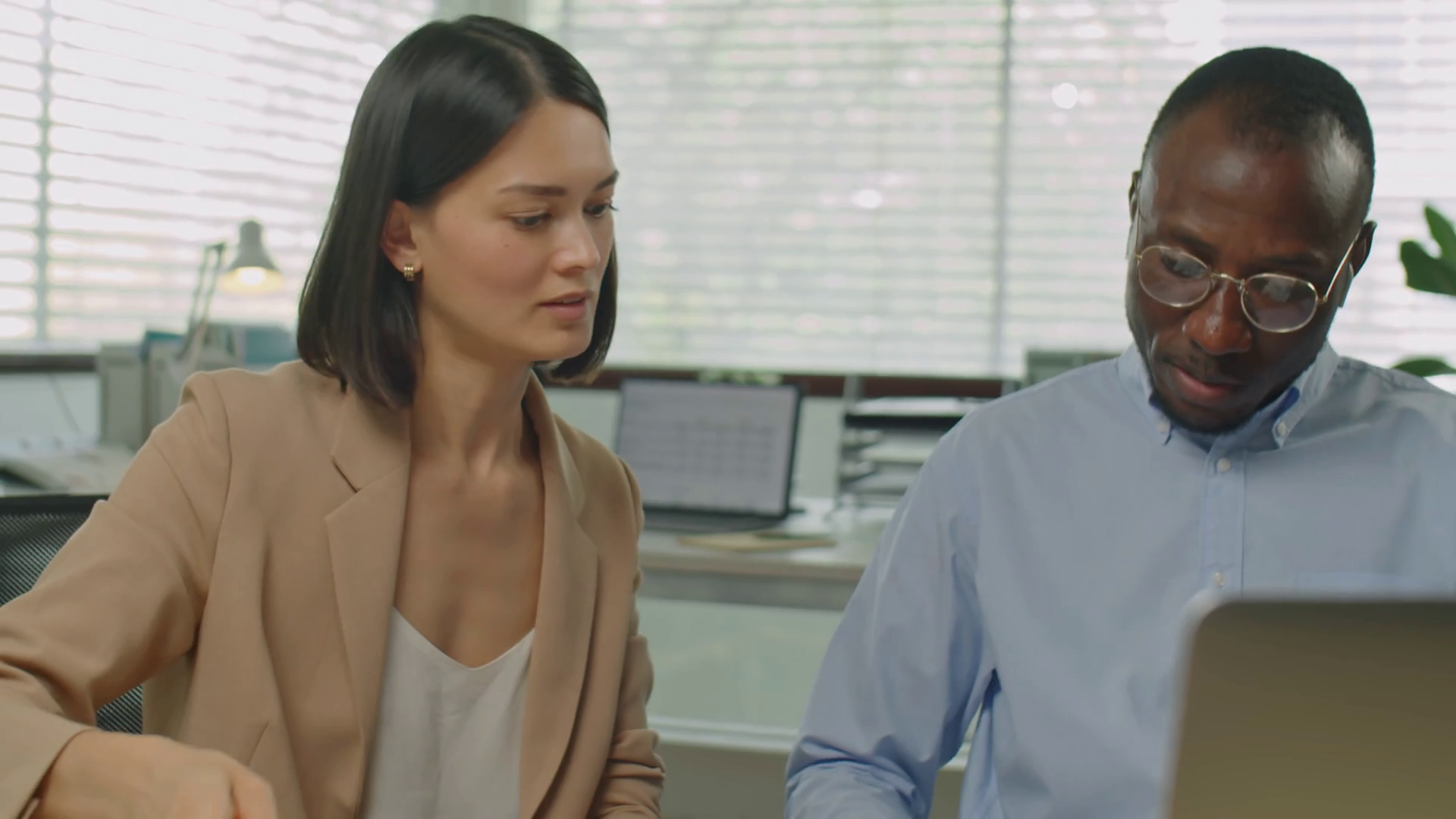 Medium Shot Of Multiethnic Colleagues Stock Footage SBV347535080