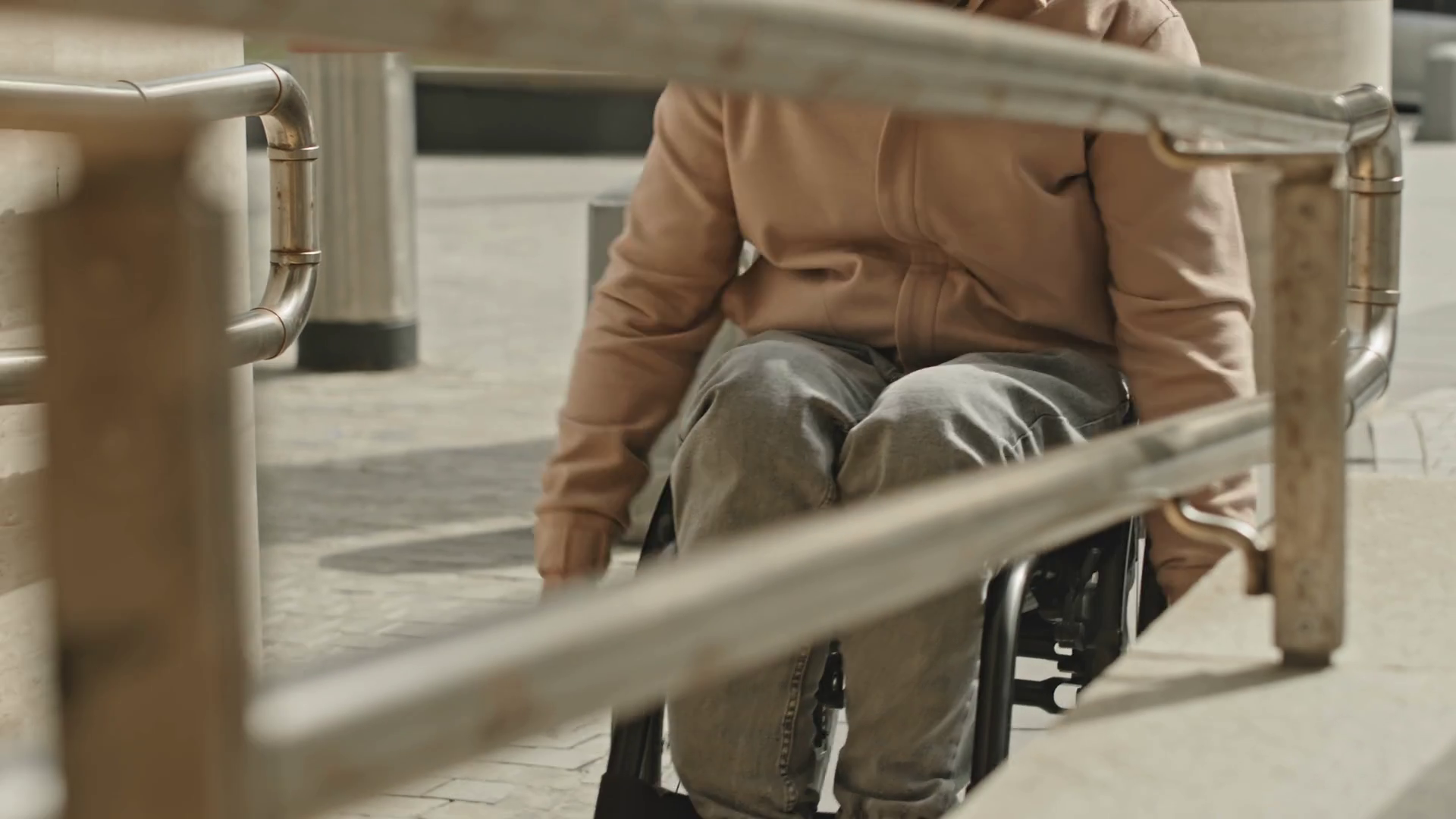 Midsection Shot Of Wheelchair User Going Up Stock Footage SBV-348901691 ...