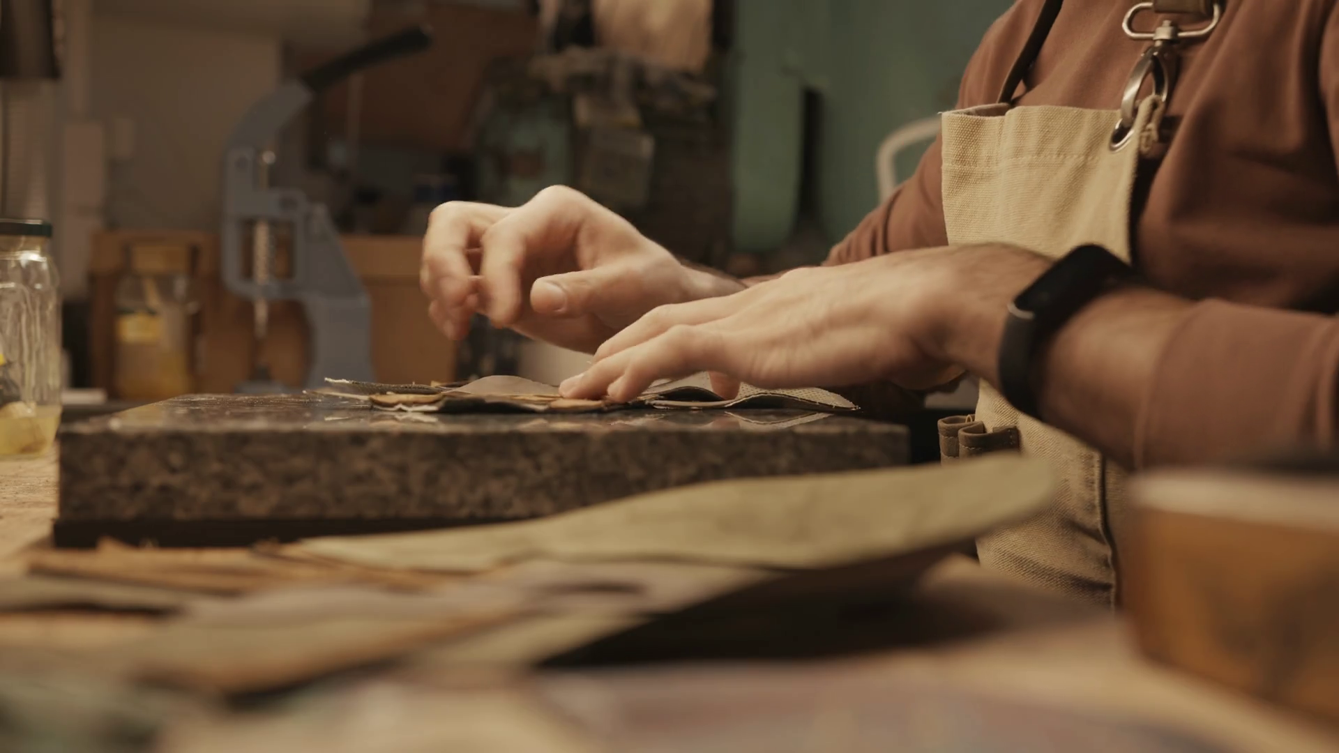Close Up Shot Of Hands Of Shoemaker Stock Footage SBV-348798898 ...
