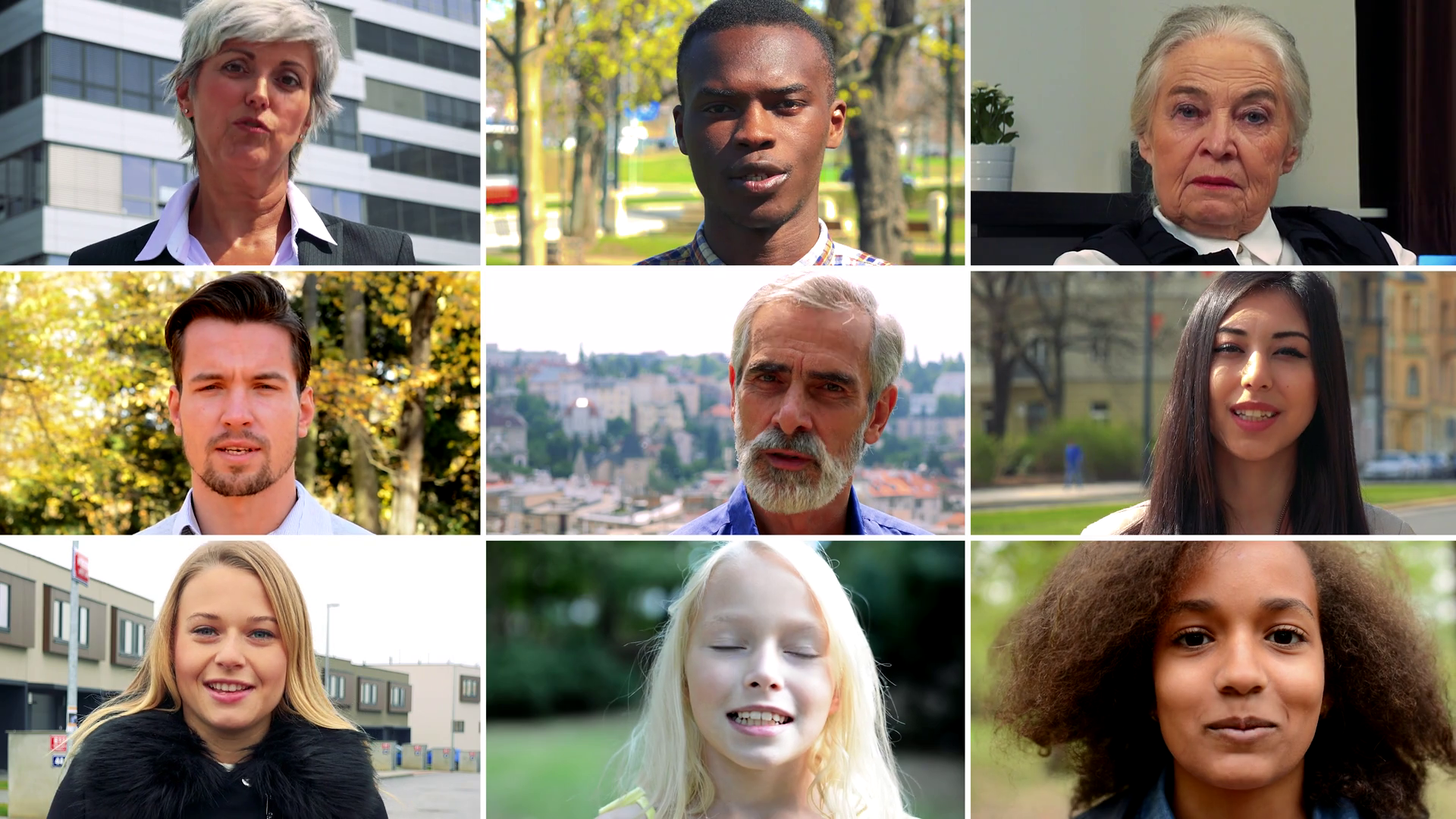 4k Compilation Montage Group Of Nine People Talk To The Camera In Various Environments Face Closeup Stock Video Footage Storyblocks