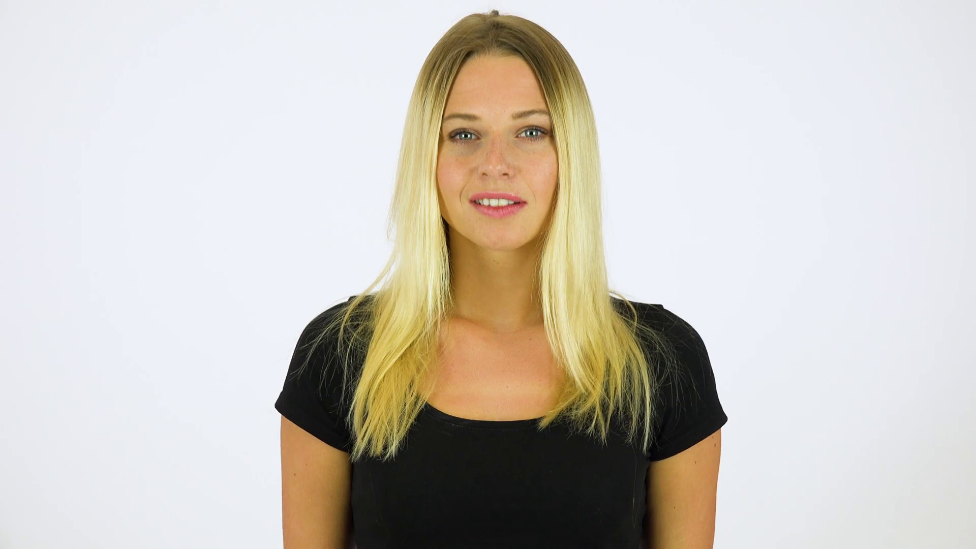 A Young Beautiful Woman Folds Arms Across Stock Footage SBV325806549