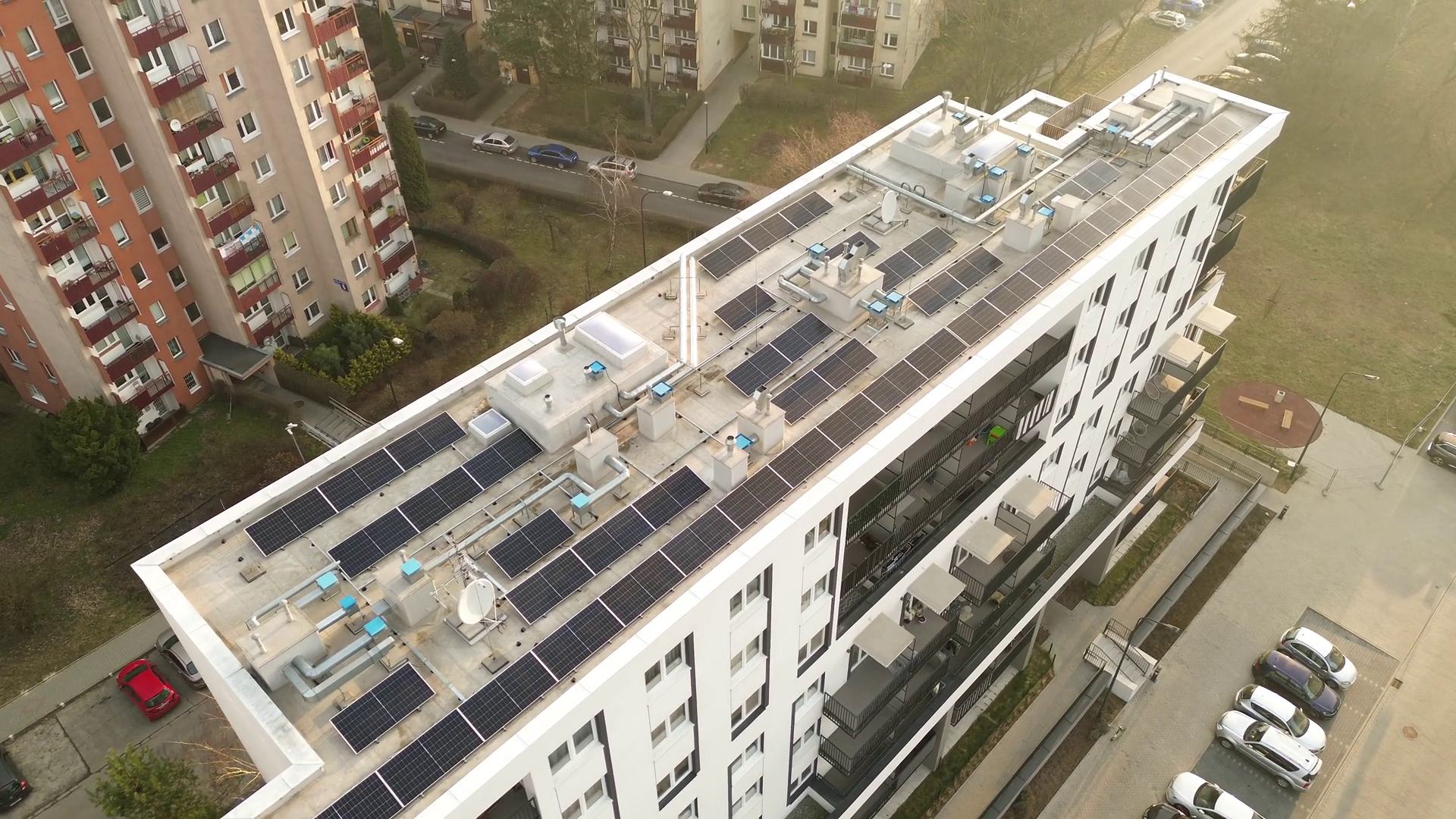 Modern Apartment Complex Rooftop Solar Energy Stock Footage SBV ...