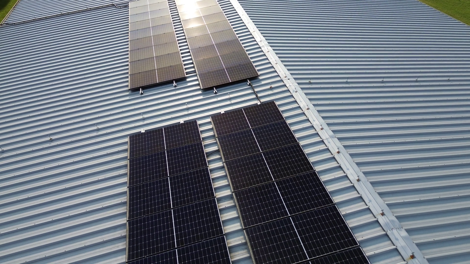 Aerial View Of Solar Panels On Industrial Stock Footage SBV-353197906 ...