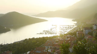 Scenic view of boats at sea. Turkey