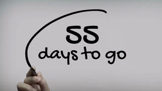 55 Days To Go Hand Writing Text On Glass Screen