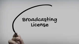 Broadcasting License Hand Writing Text On Glass Screen