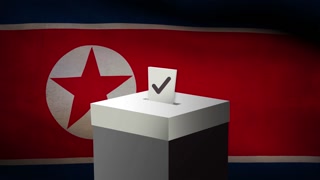 Casting vote into the ballot box during North Korea election