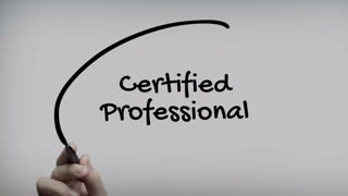 Certified Professional Hand Writing Text On Glass Screen