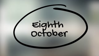 Eighth October Handwriting With Black Marker On Glass Surface